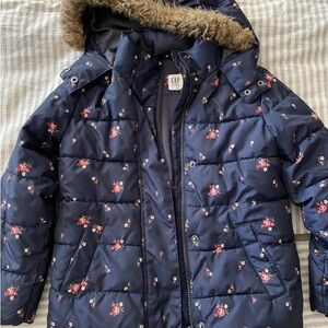 GAP Kids Floral Puffer Coat Size 8